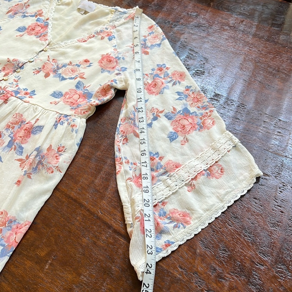 A COLLECTIVE STORY Empire Waist Tiered Maxi Dress Bohemian Floral Pink Size S - Picture 10 of 16